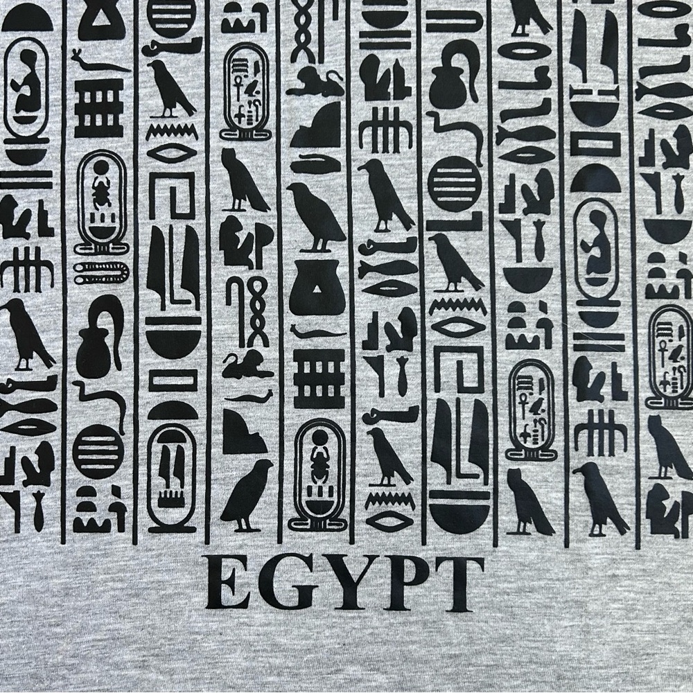 Kleopatra Empire Egypt Hieroglyphics Graphic T-Shirt Gray Mens Large L Souvenir - Picture 5 of 7